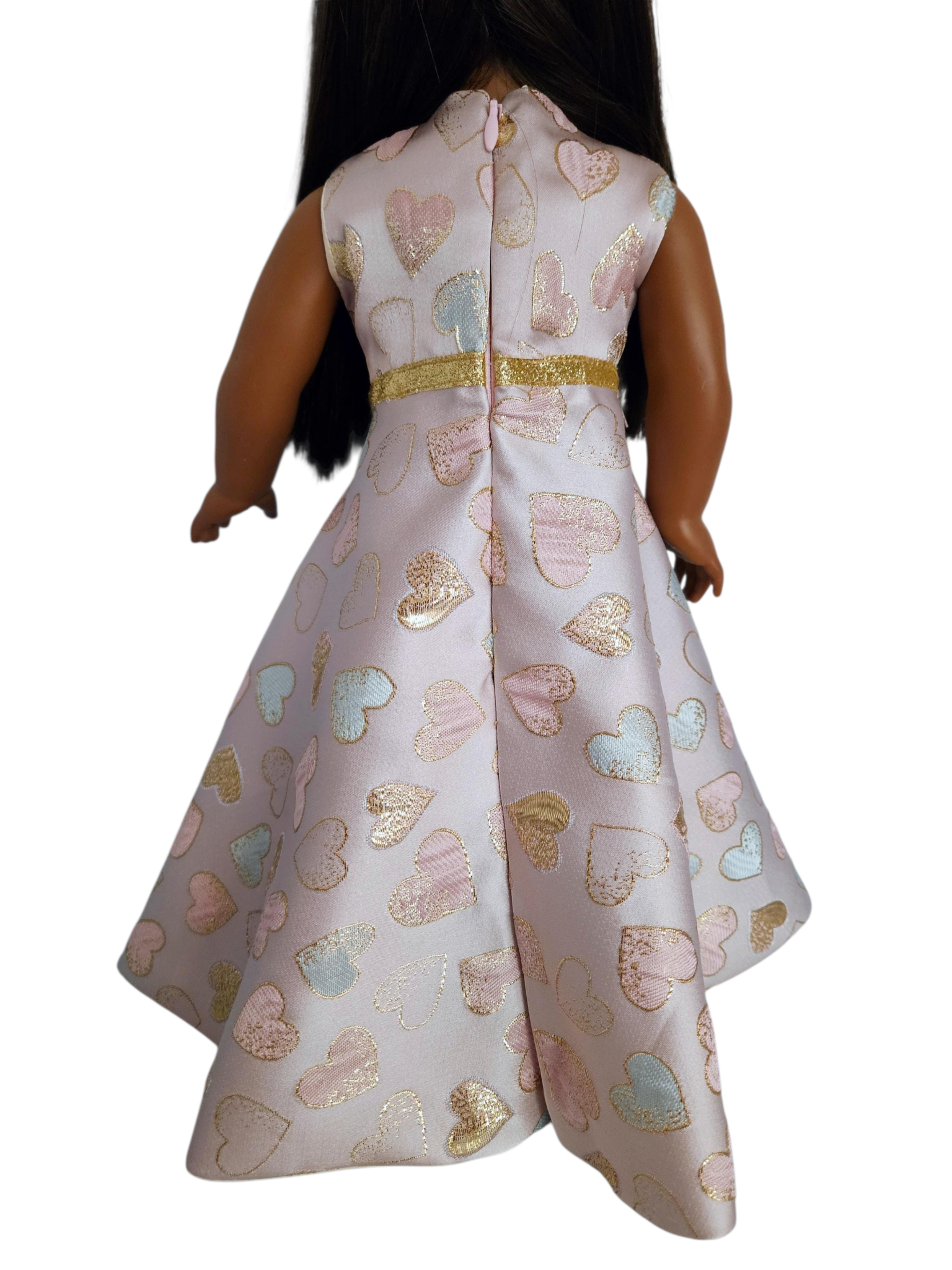 Pastel Hearts Gown and Boa/handmade/AG doll/ 18 inch dolls