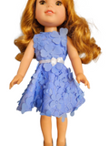 Periwinkle 3D Floral Dress for Wellie Wisher doll/14.5 inch doll/handmade