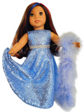 Periwinkle Sequin Gown and Boa/handmade /AG doll/18 inch dolls  #235