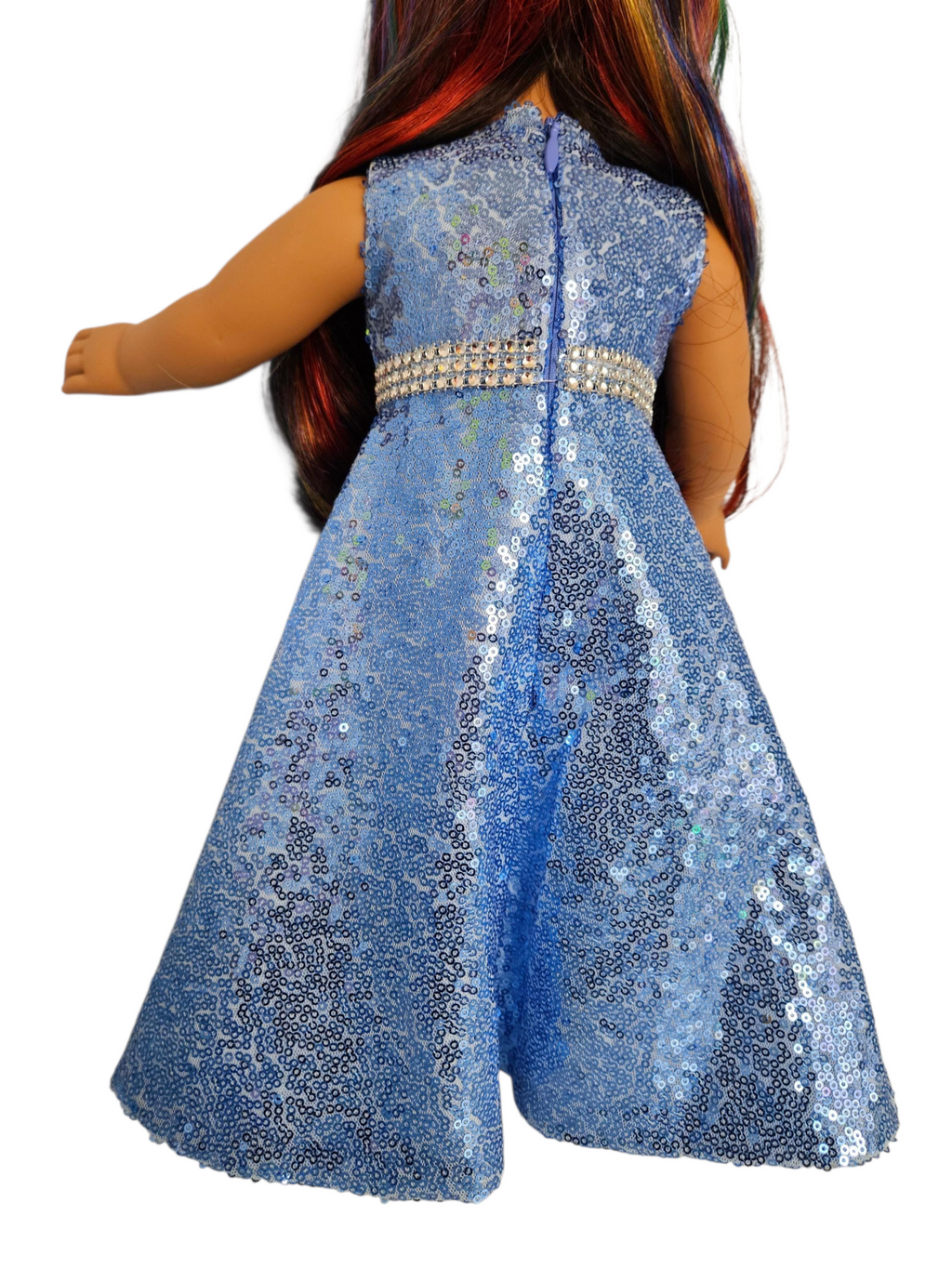 Periwinkle Sequin Gown and Boa/handmade /AG doll/18 inch dolls  #235