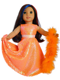 18 inch doll Orange Sequin Gown #400