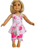 18 inch doll Pink Floral Capri Outfit