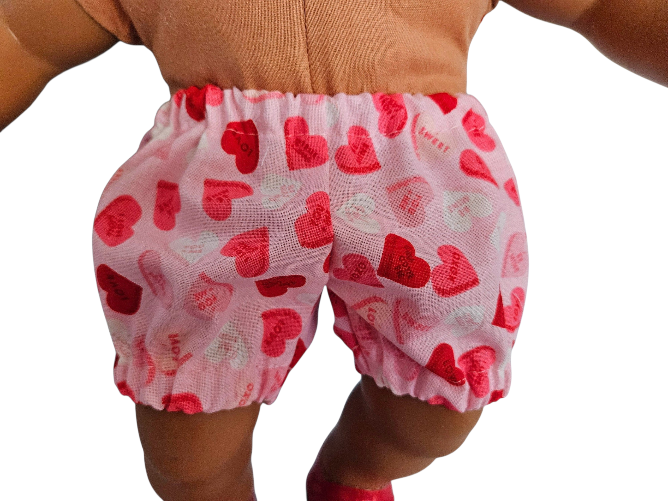 Pink Heart Dress, Bonnet and Panties/handmade/Bitty baby