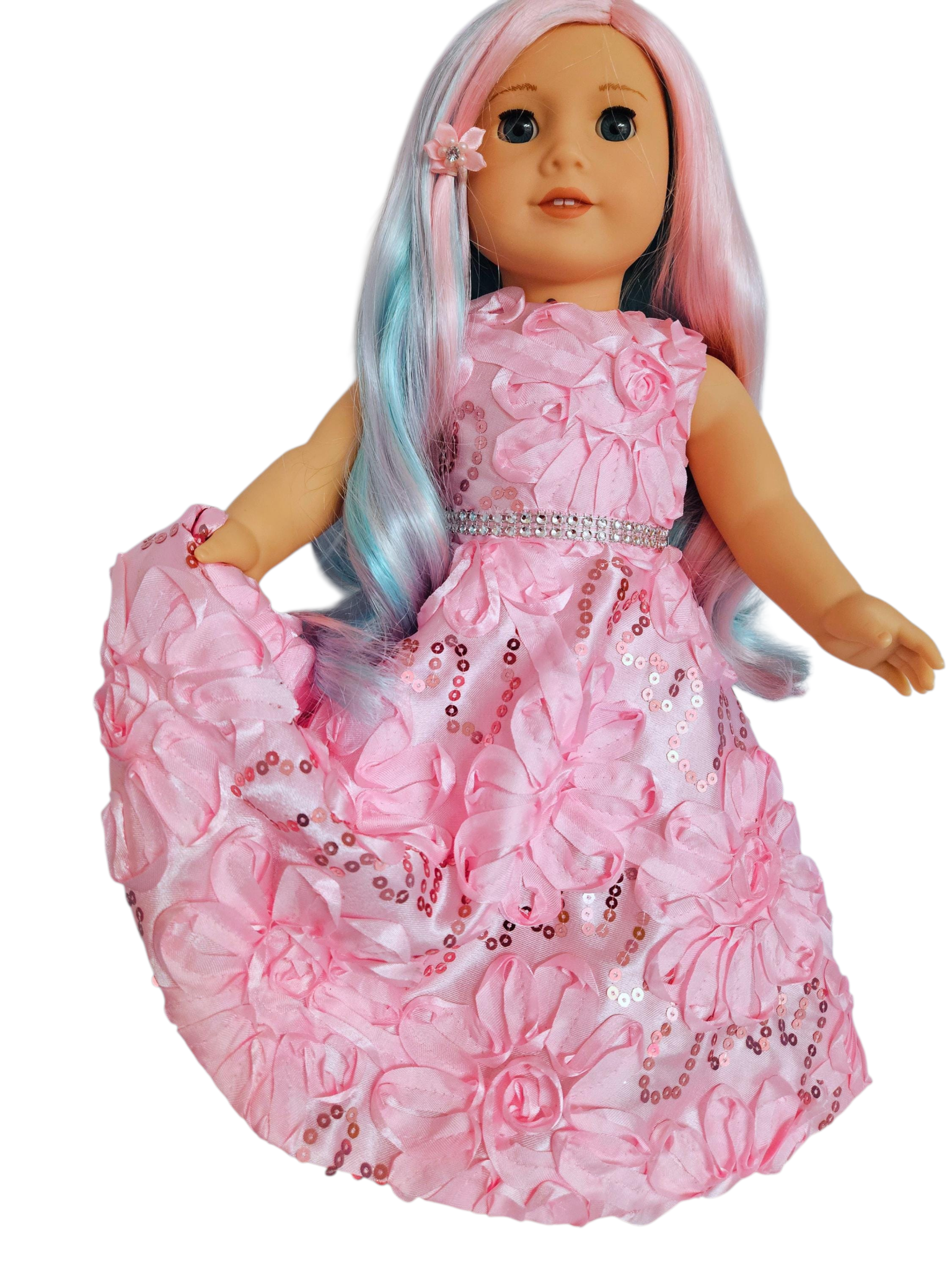 Pink Ribbon Sequin Gown/handmade/AG doll/18 inch doll