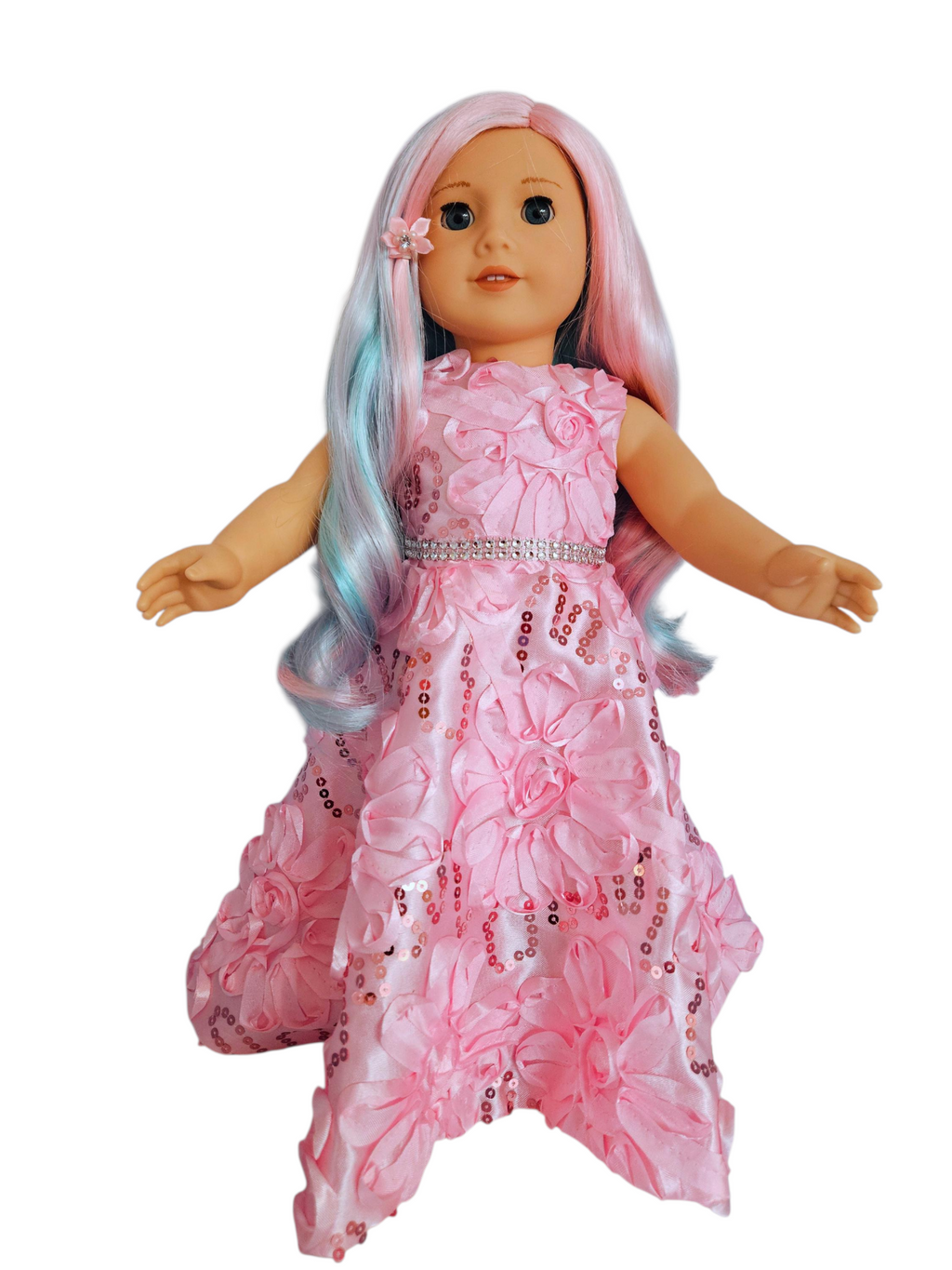 Pink Ribbon Sequin Gown/handmade/AG doll/18 inch doll