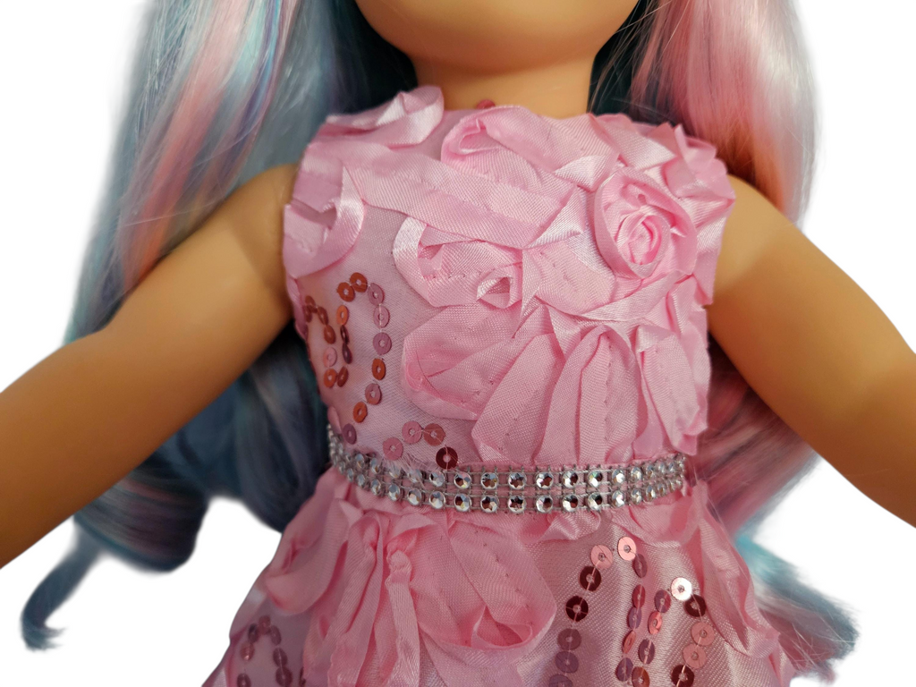 Pink Ribbon Sequin Gown/handmade/AG doll/18 inch doll