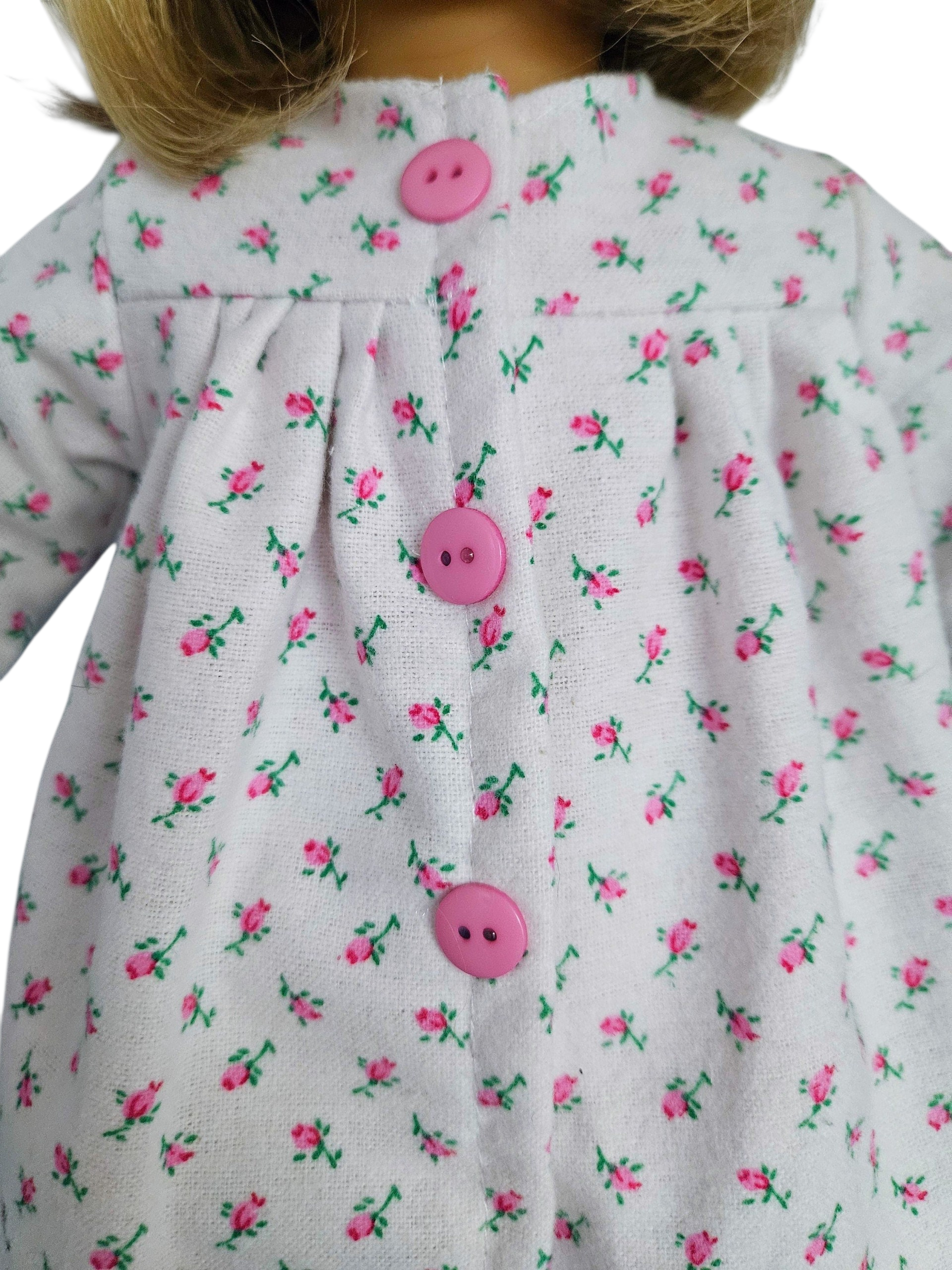 Pink Rosebud Flannel Pajamas/handmade/AG doll/18 inch doll - #186