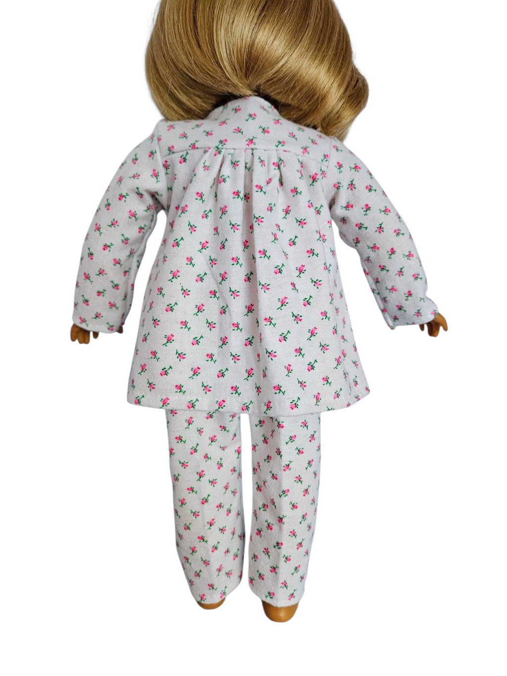 Pink Rosebud Flannel Pajamas/handmade/AG doll/18 inch doll - #186