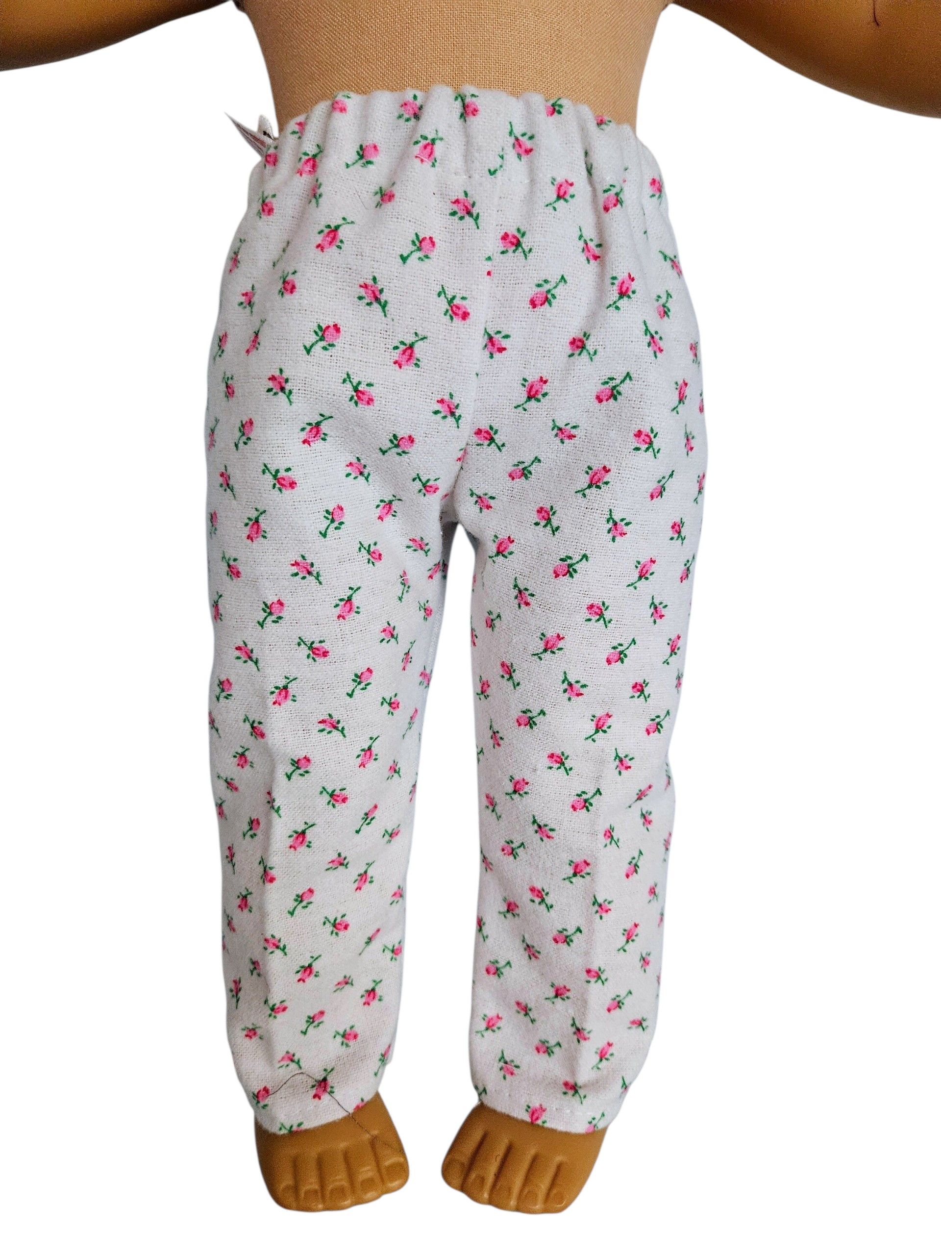 Pink Rosebud Flannel Pajamas/handmade/AG doll/18 inch doll - #186