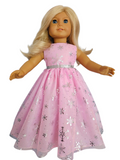 Pink Silver Snowflakes Gown - handmade/18 inch doll/AG doll
