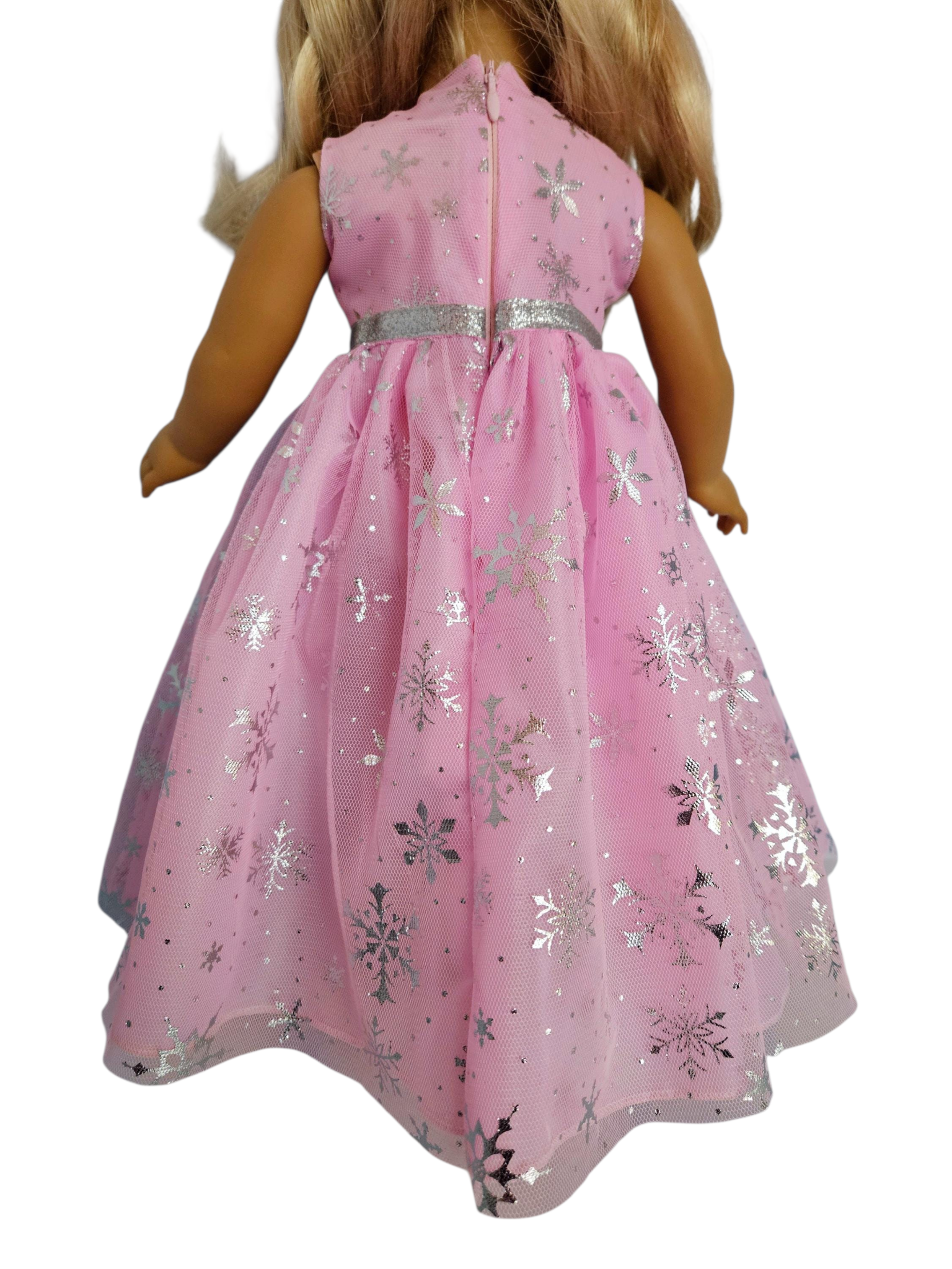 Pink Silver Snowflakes Gown - handmade/18 inch doll/AG doll