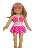 18 inch doll Pink & White Polka Dot Swimsuit