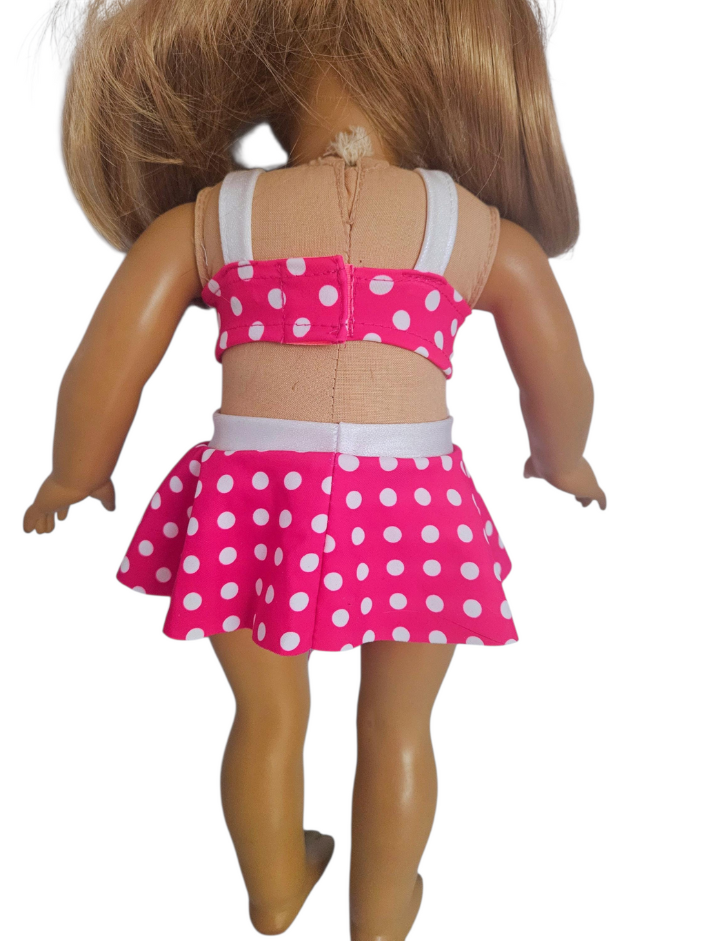 18 inch doll Pink & White Polka Dot Swimsuit