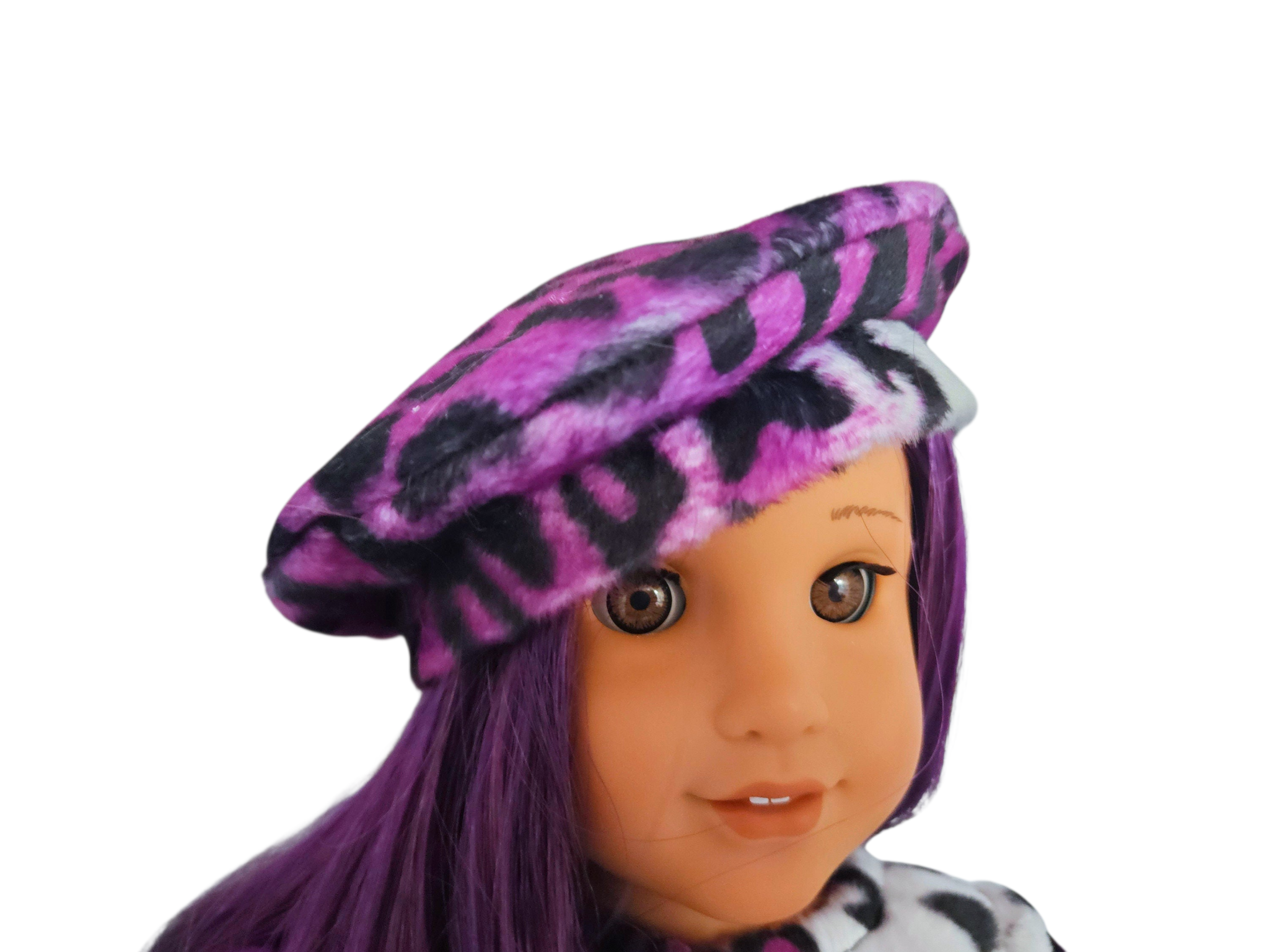 18 inch doll Purple Leopard Coat Outfit