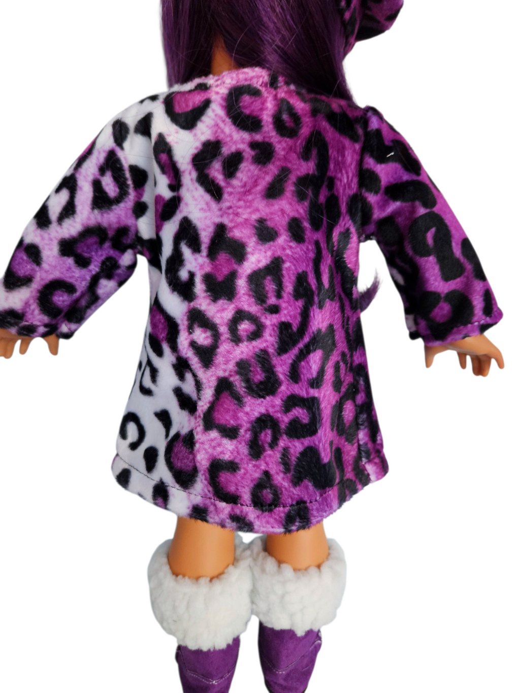 18 inch doll Purple Leopard Coat Outfit