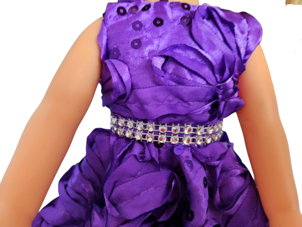 Purple Ribbon Sequin Dress for Wellie Wisher doll/14.5 inch doll/handmade