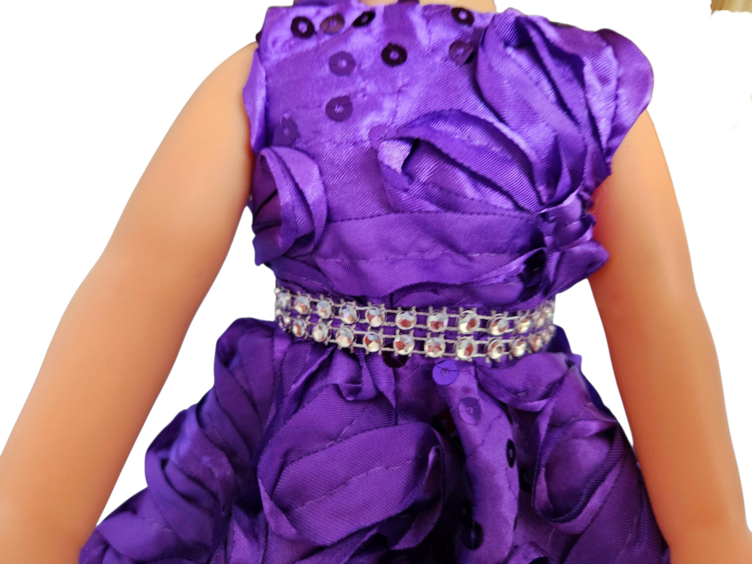 Purple Ribbon Sequin Dress for Wellie Wisher doll/14.5 inch doll/handmade