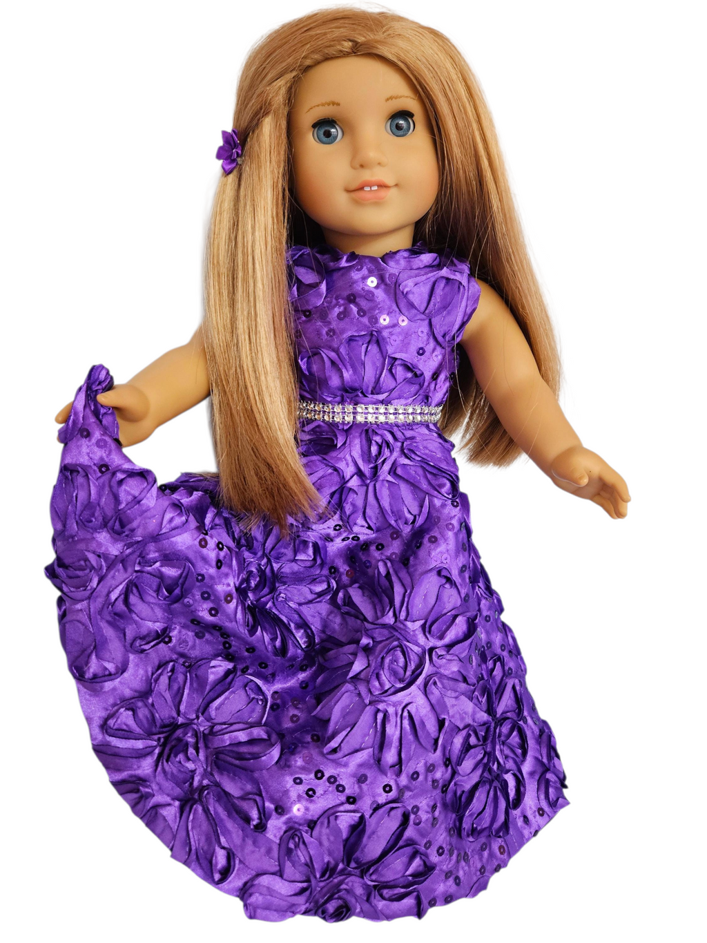 Purple Ribbon Sequin Gown/handmade/AG doll/18 inch doll