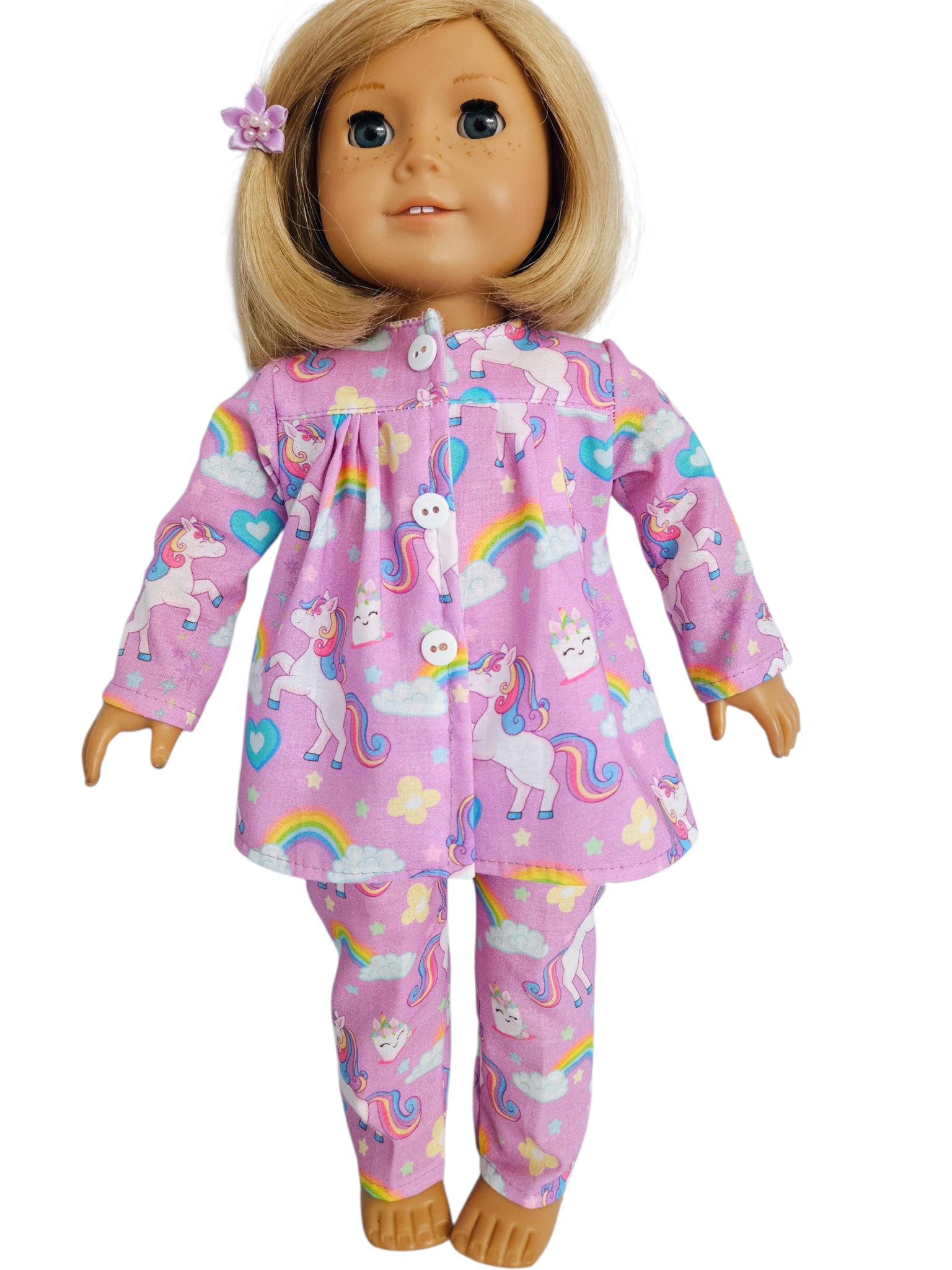 Purple Unicorn Pajamas/handmade/AG doll/18 inch doll