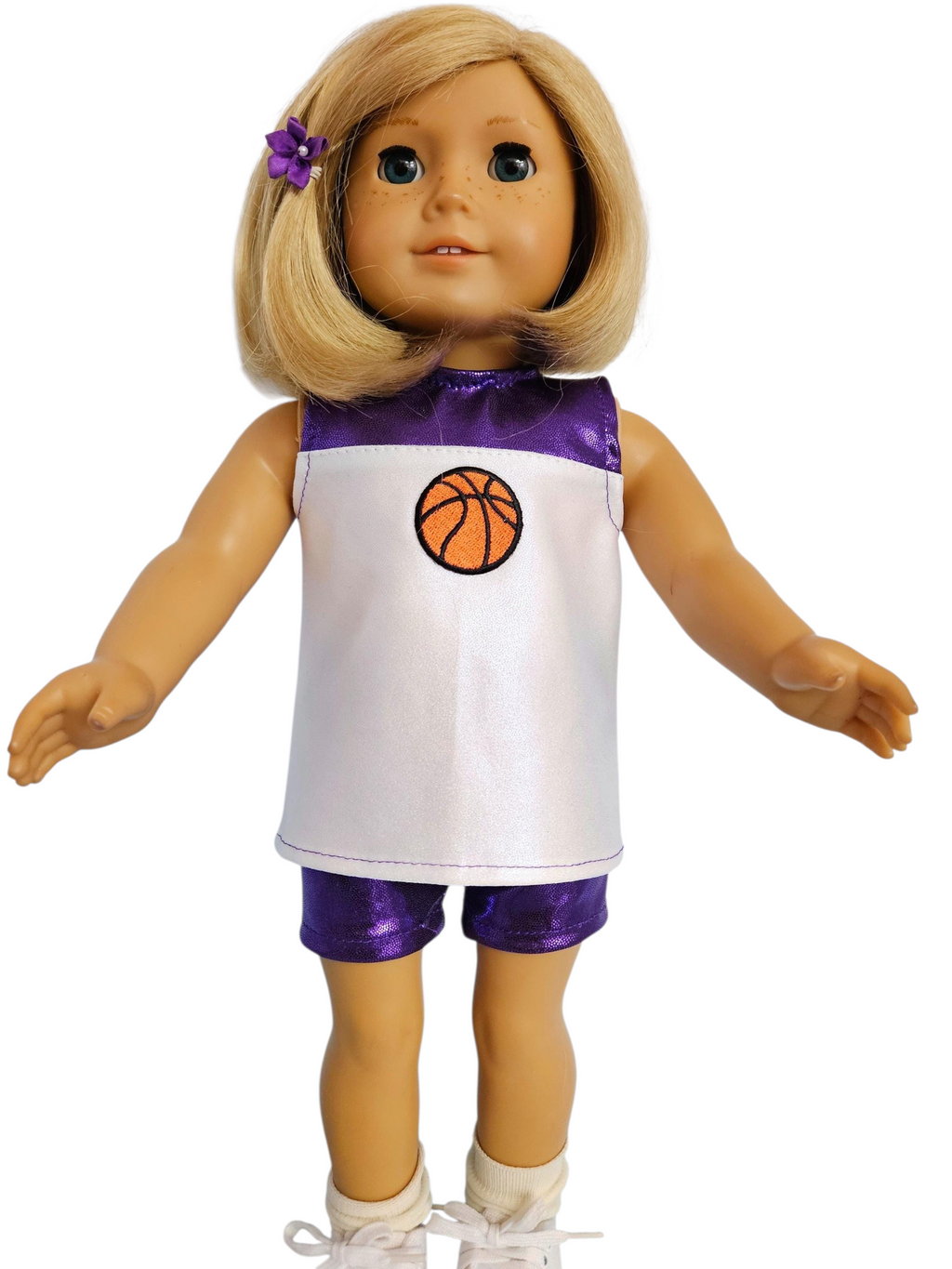 Purple White Basketball Top & Shorts/handmade/AG doll/18 inch doll