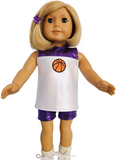 Purple White Basketball Top & Shorts/handmade/AG doll/18 inch doll