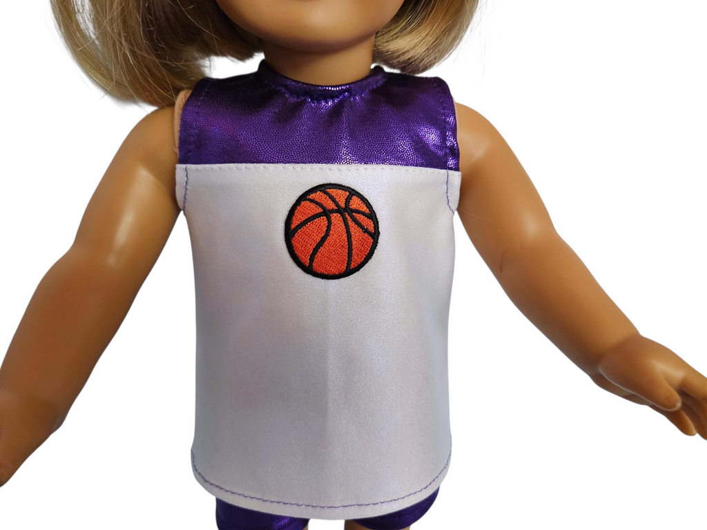 Purple White Basketball Top & Shorts/handmade/AG doll/18 inch doll