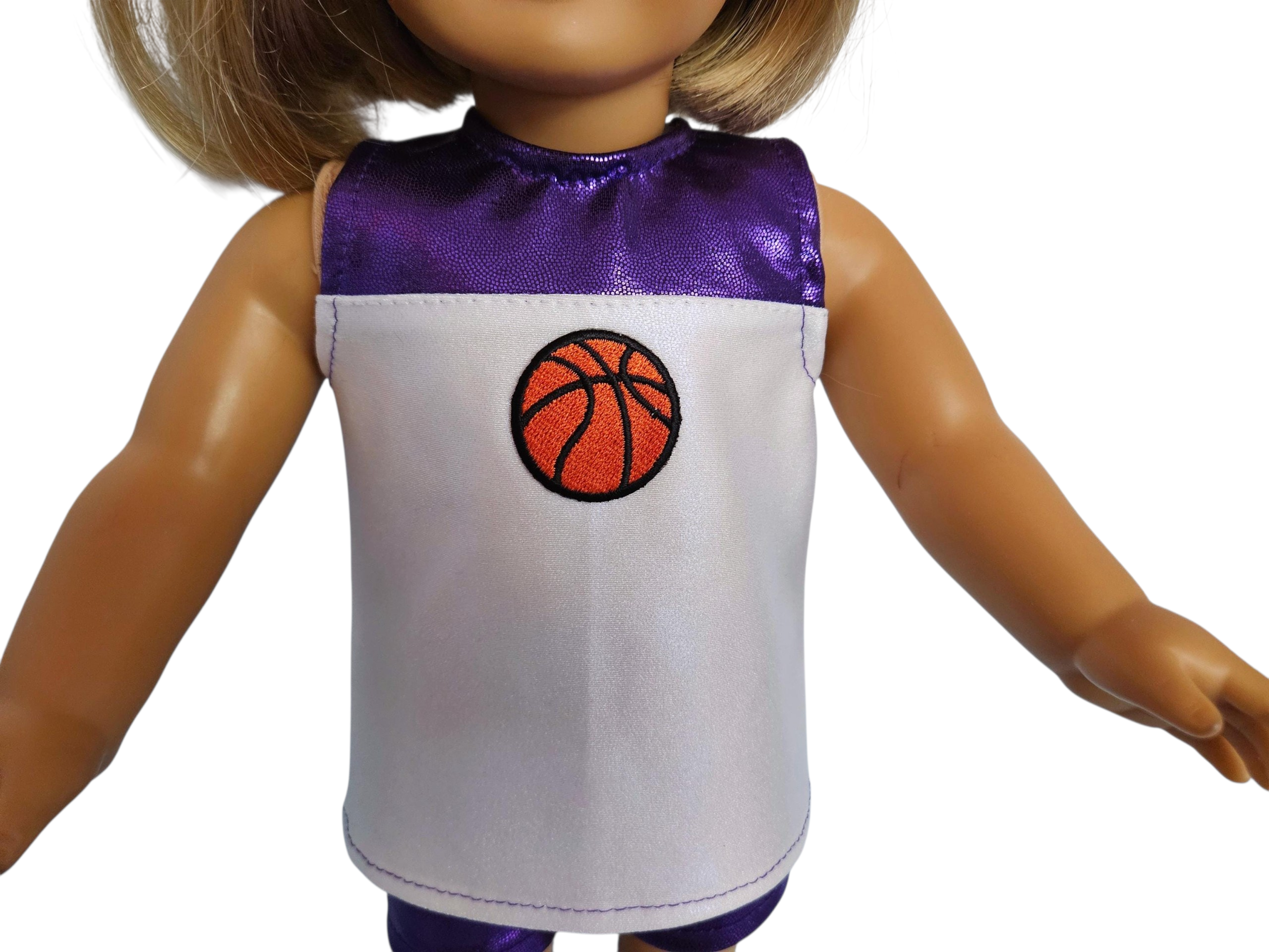 Purple White Basketball Top & Shorts/handmade/AG doll/18 inch doll