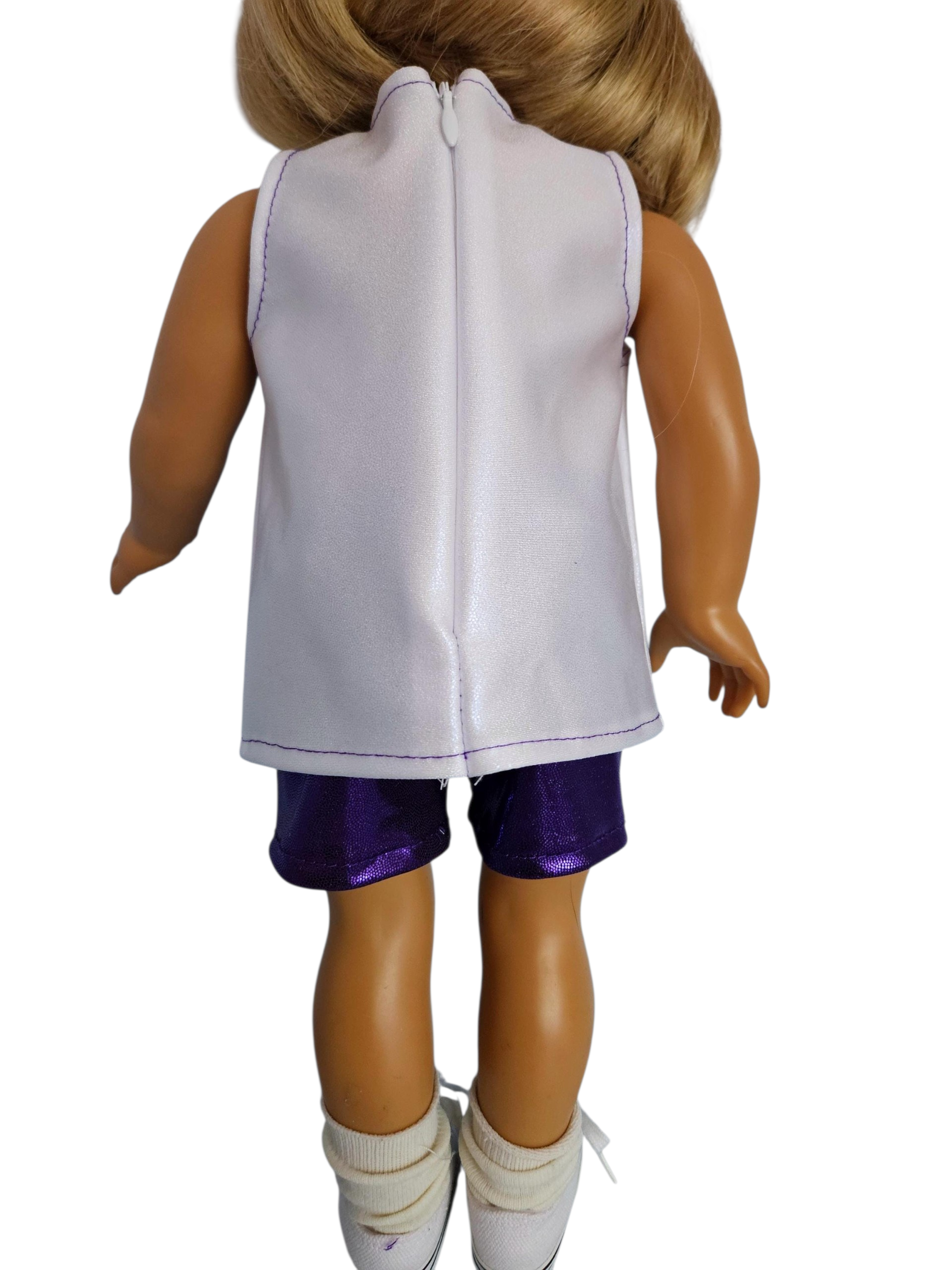 Purple White Basketball Top & Shorts/handmade/AG doll/18 inch doll