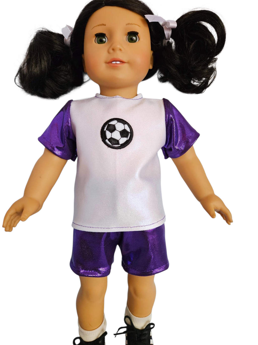 Purple White Soccer Top & Shorts/handmade/AG doll/18 inch doll