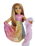 Rainbow Sequin Gown and Boa handmade to fit AG dolls/18 inch dolls  - #203