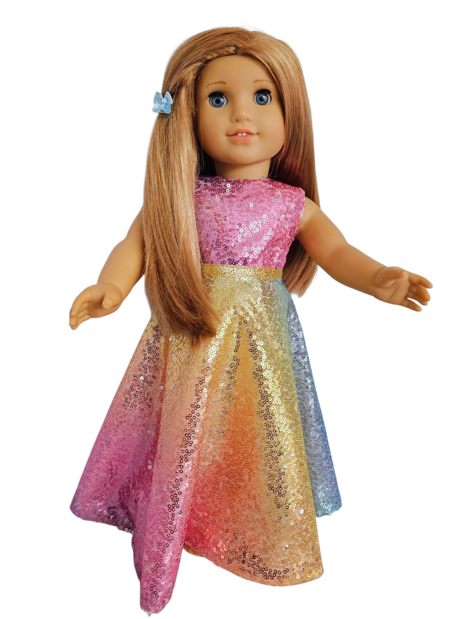 Rainbow Sequin Gown and Boa handmade to fit AG dolls/18 inch dolls  - #203