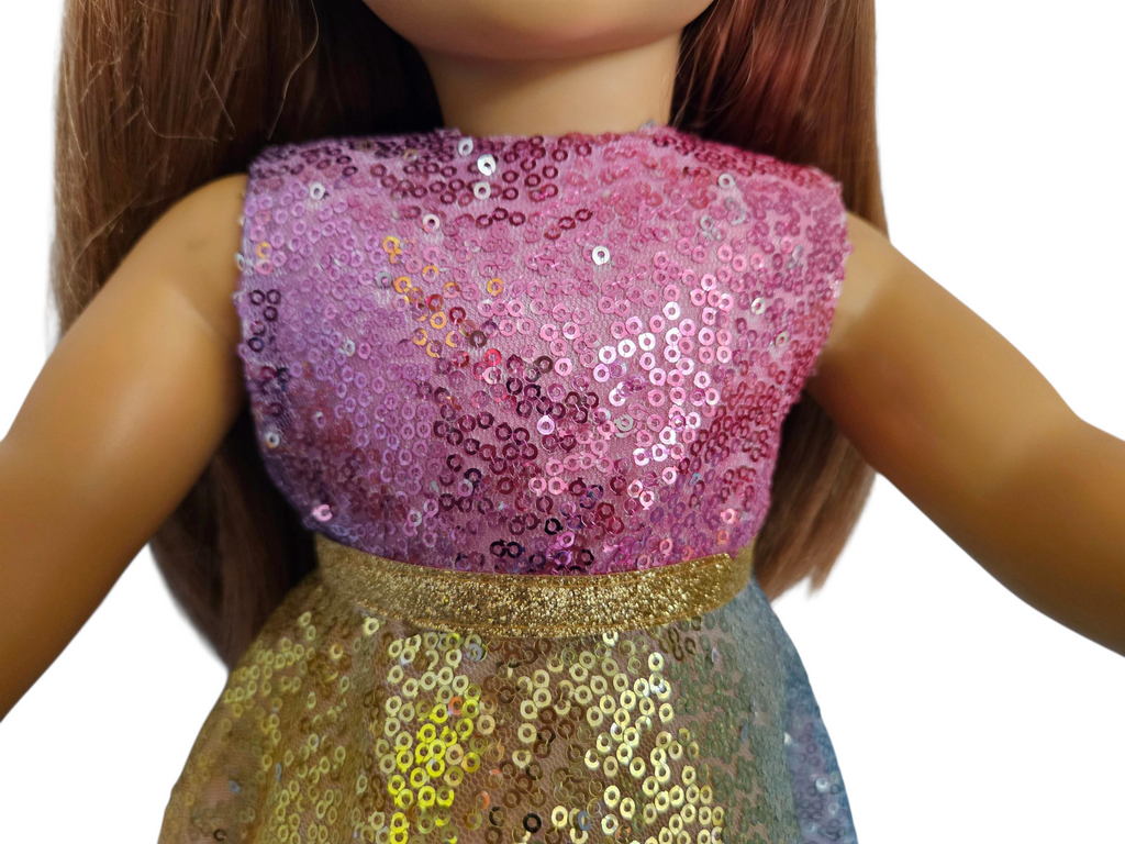 Rainbow Sequin Gown and Boa handmade to fit AG dolls/18 inch dolls  - #203