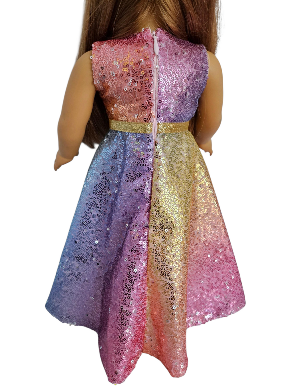 Rainbow Sequin Gown and Boa handmade to fit AG dolls/18 inch dolls  - #203
