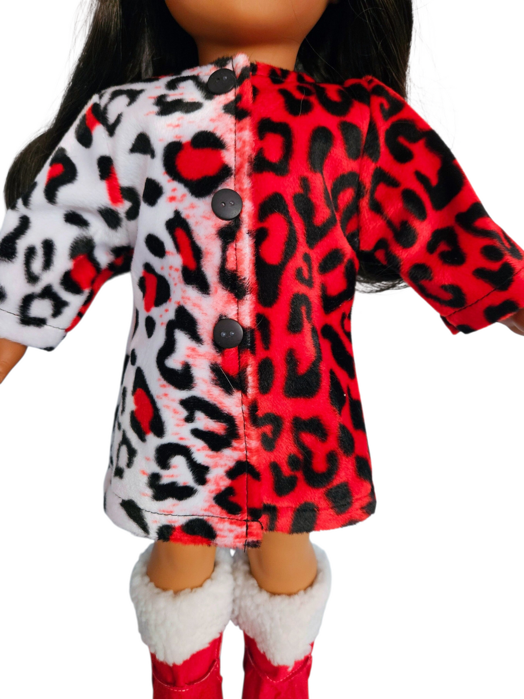18 inch doll Red Leopard Coat Outfit