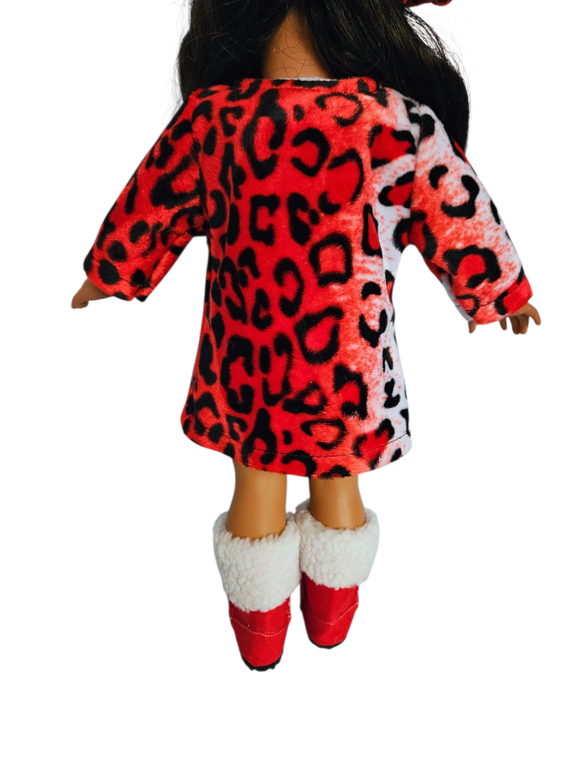 18 inch doll Red Leopard Coat Outfit