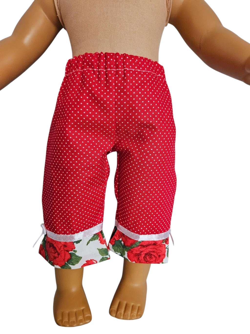 18 inch doll Red Floral Capri Outfit