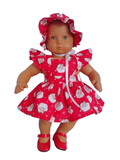 Red Santa Claus Dress, Panties and Bonnet/handmade/Bitty baby