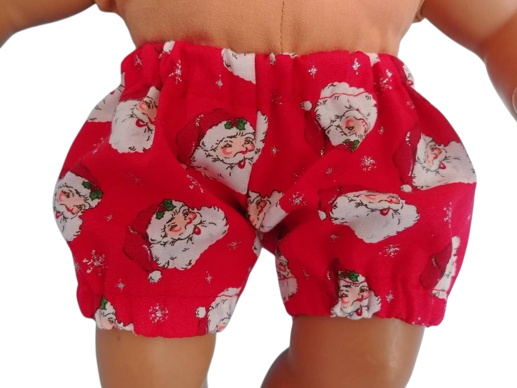 Red Santa Claus Dress, Panties and Bonnet/handmade/Bitty baby