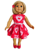 Red Valentine Dress/handmade/AG doll/18 inch doll