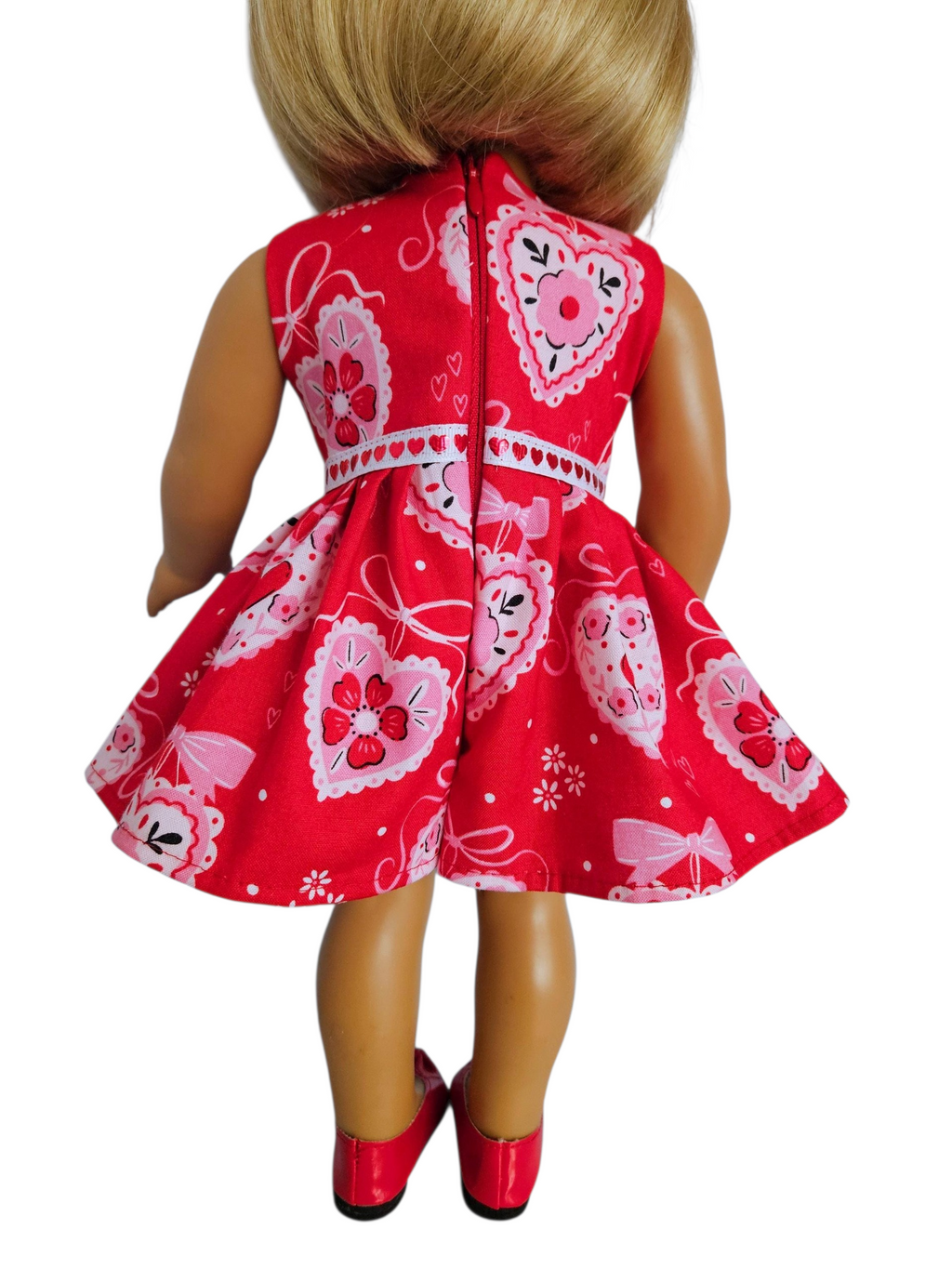 Red Valentine Dress/handmade/AG doll/18 inch doll
