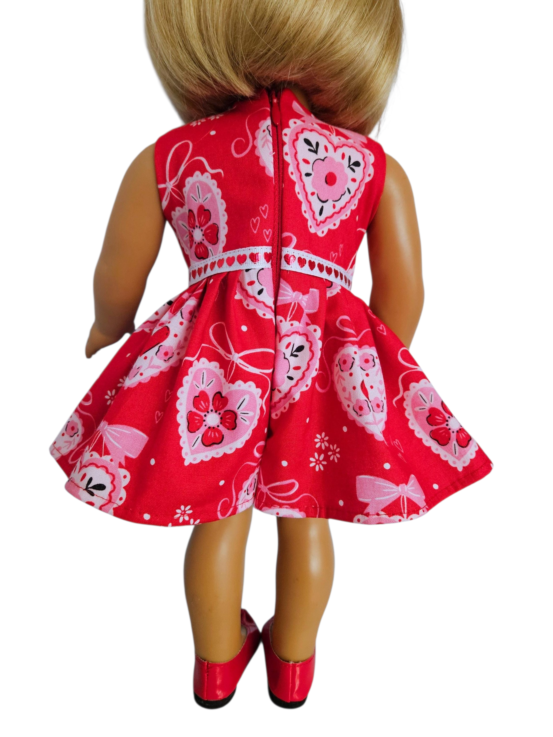 Red Valentine Dress/handmade/AG doll/18 inch doll