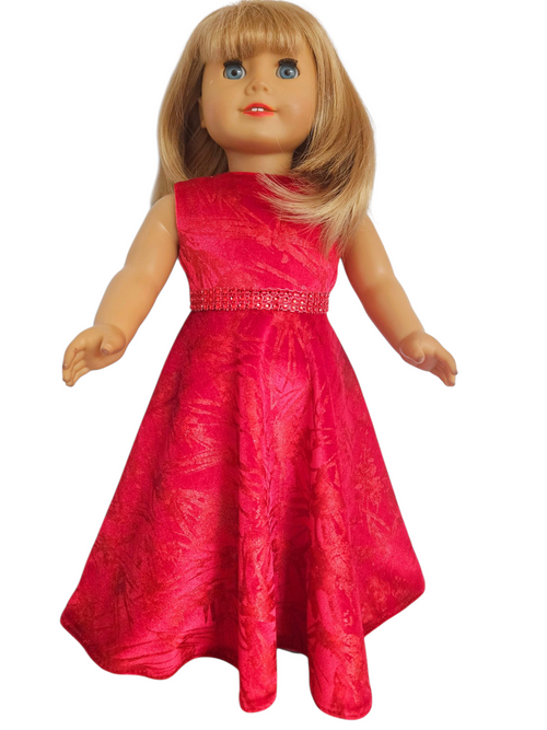 18 inch doll clothes  Red Velvet Gown and Boa American Girl Handmade #307