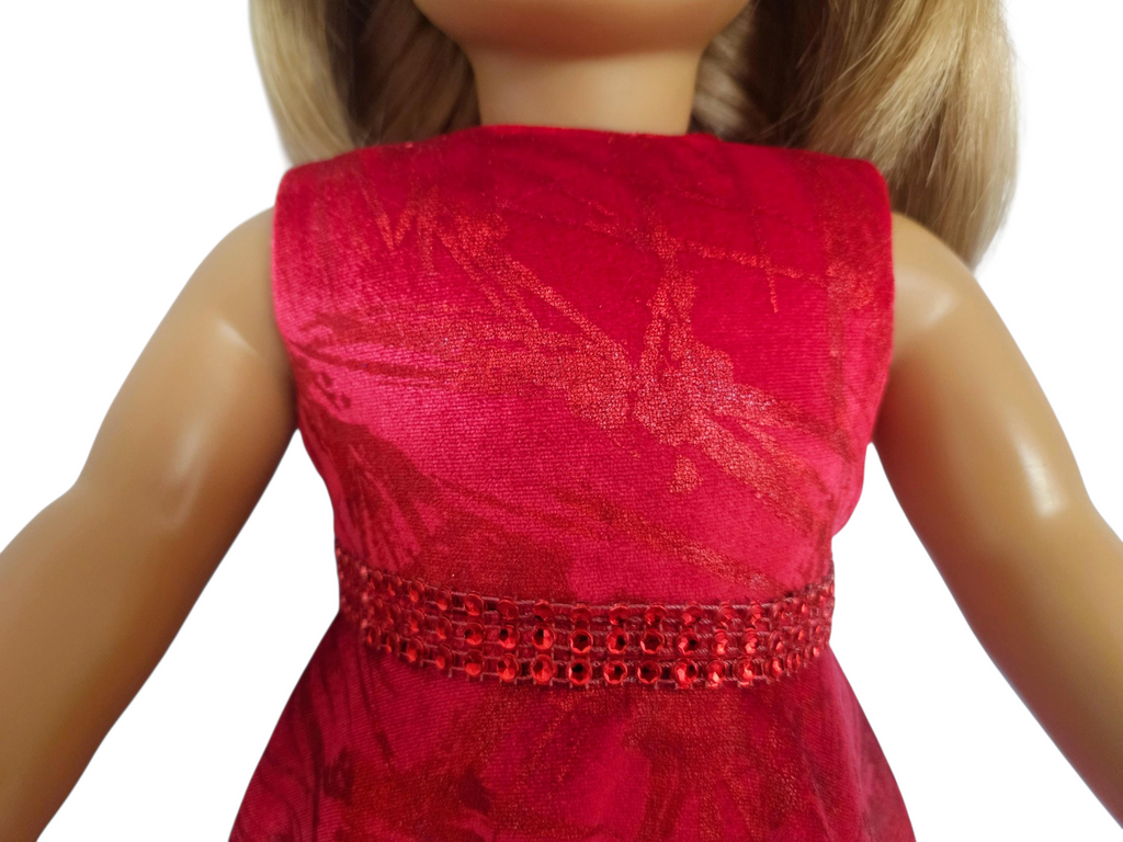 Red Velvet Gown and Boa/handmade/AG doll/18 inch doll - #307