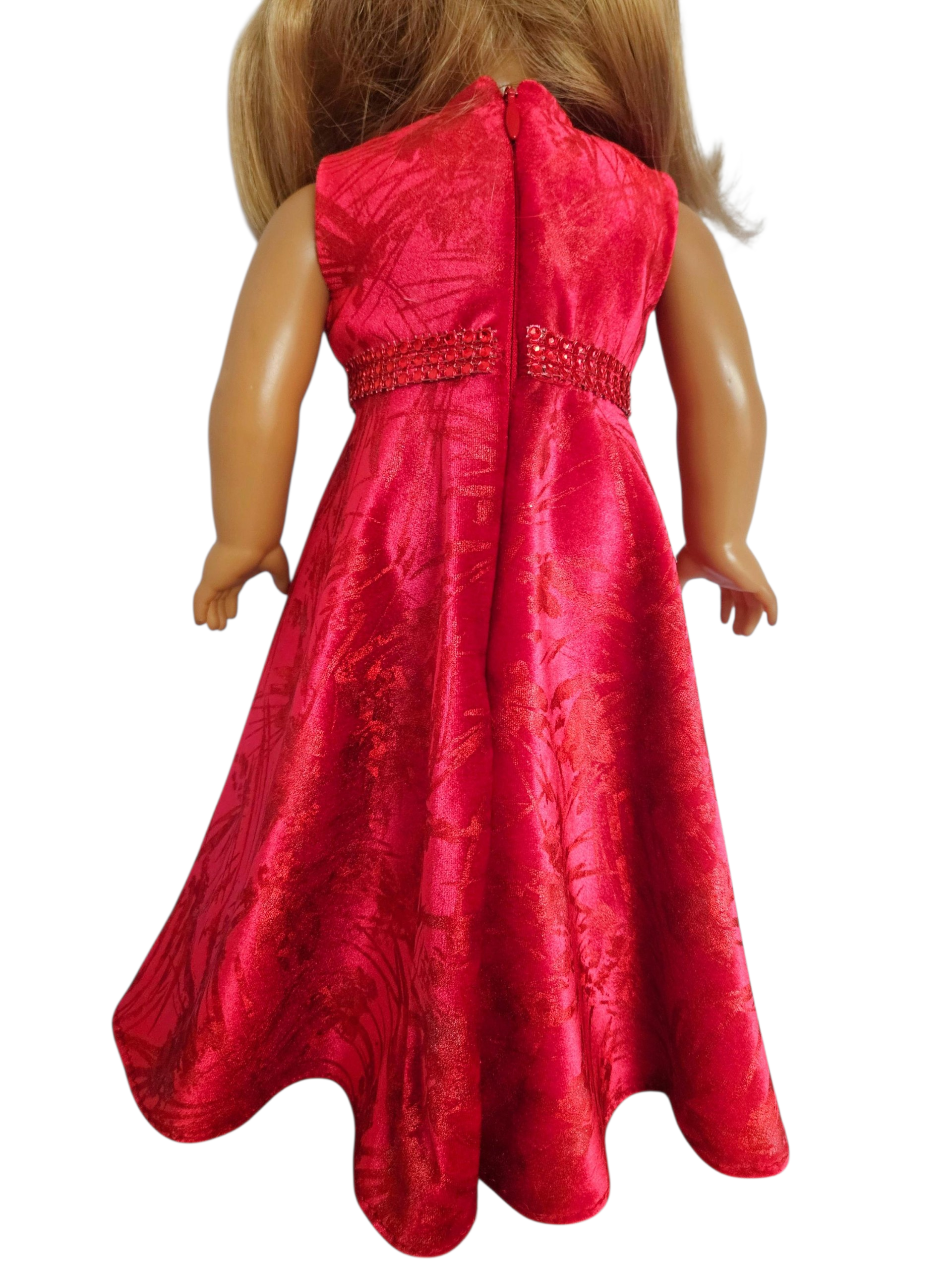Red Velvet Gown and Boa/handmade/AG doll/18 inch doll - #307