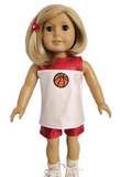 Red White Basketball Top & Shorts/handmade/AG doll/18 inch doll