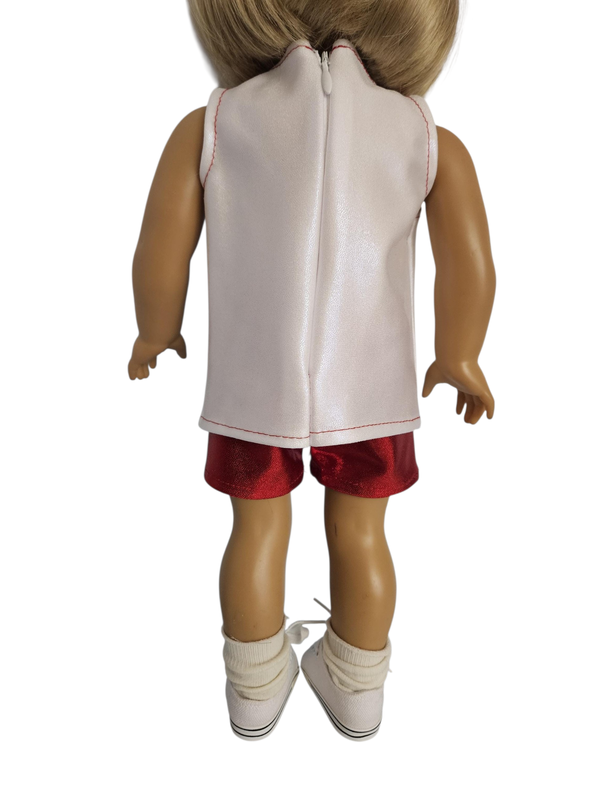 Red White Basketball Top & Shorts/handmade/AG doll/18 inch doll