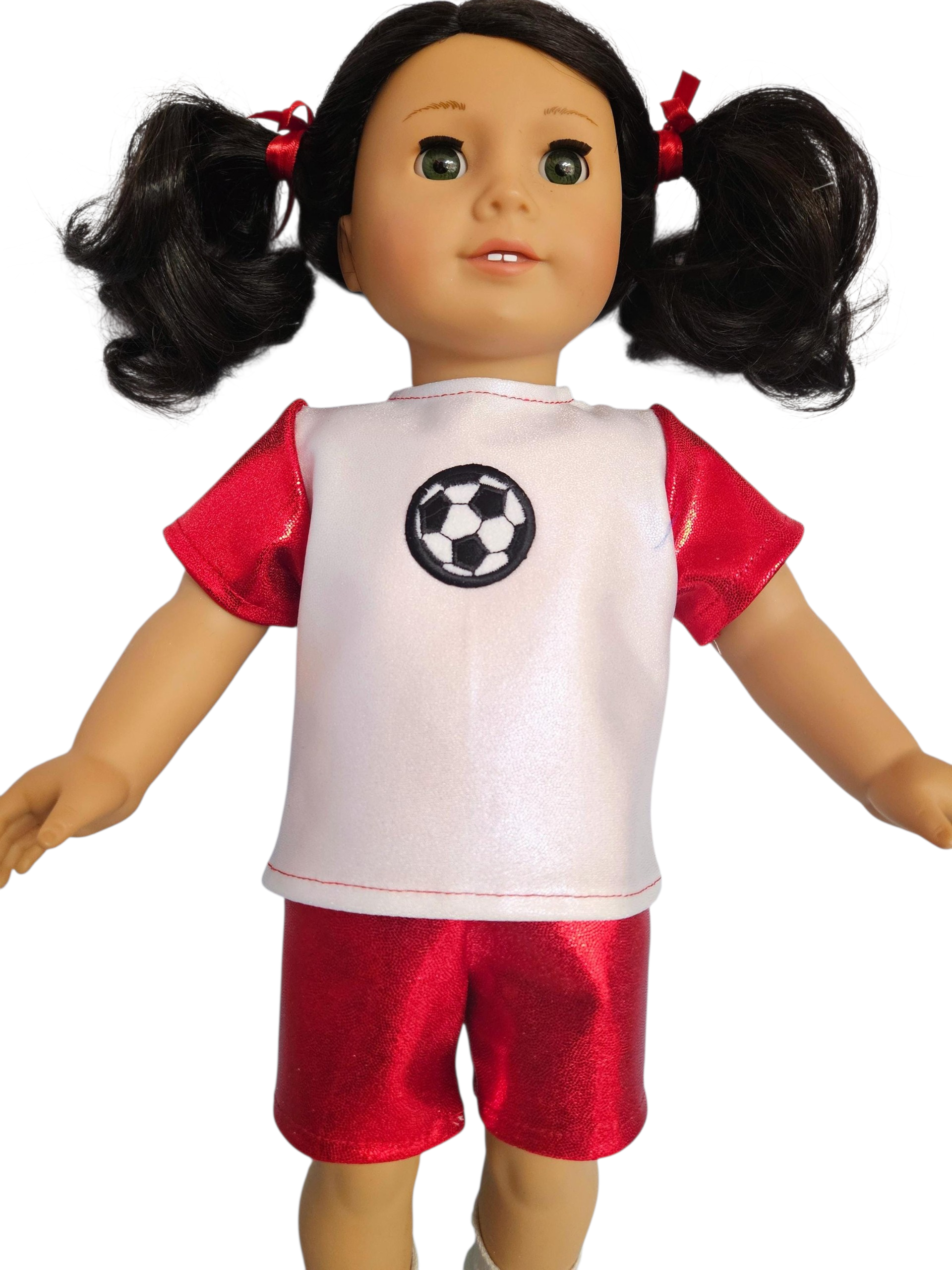 Red White Soccer Top & Shorts/handmade/AG doll/18 inch doll