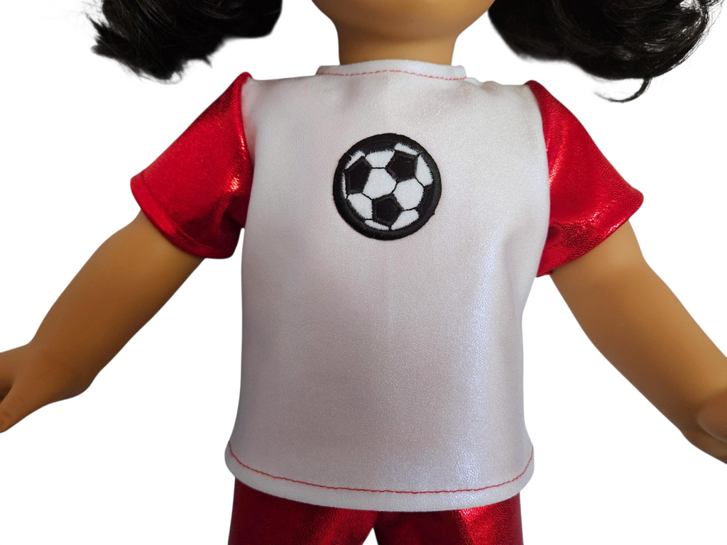 Red White Soccer Top & Shorts/handmade/AG doll/18 inch doll