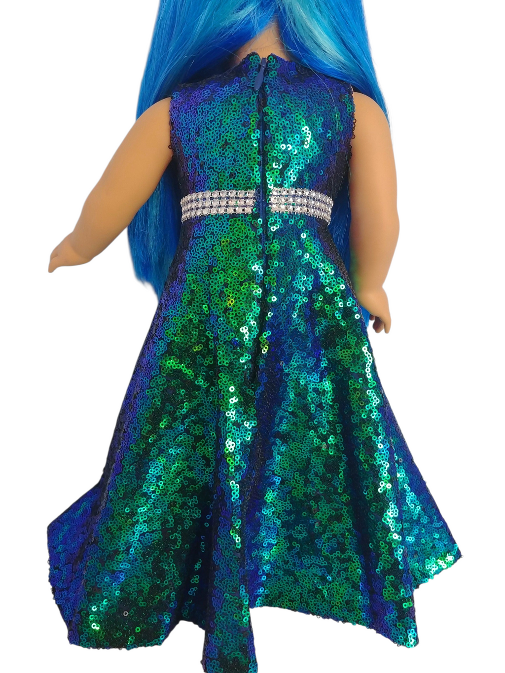 Royal Blue/Green Sequin Gown/handmade/AG doll/18 inch doll clothes- #210