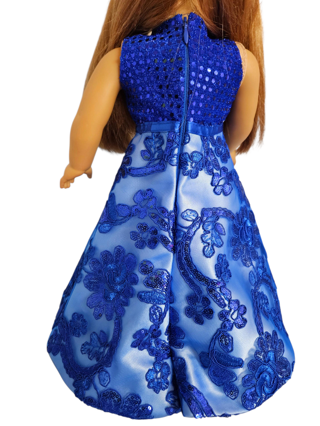 Royal Blue Embroidered Sequin Gown/handmade/AG doll/18 inch doll - #515
